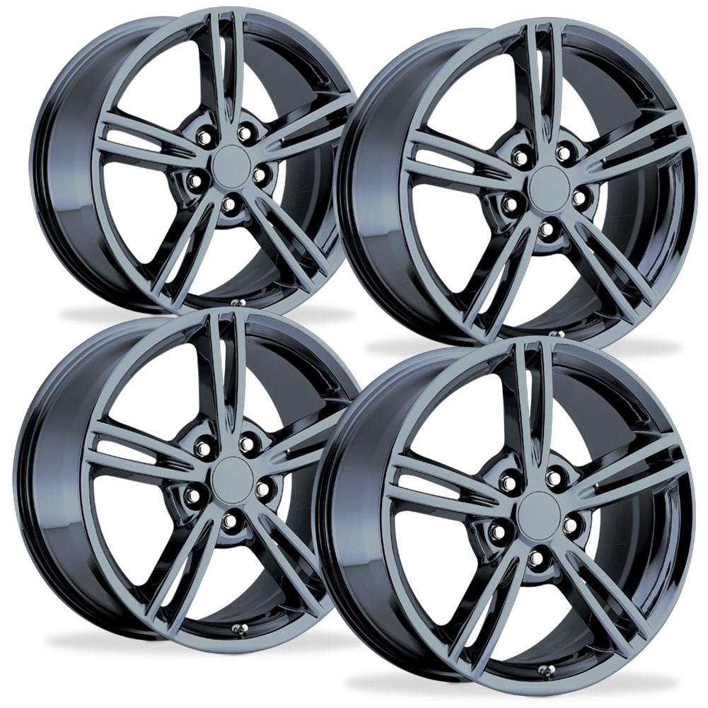 Corvette Wheels - 2008 Style Split Spoke Reproduction (Set) : Black Chrome