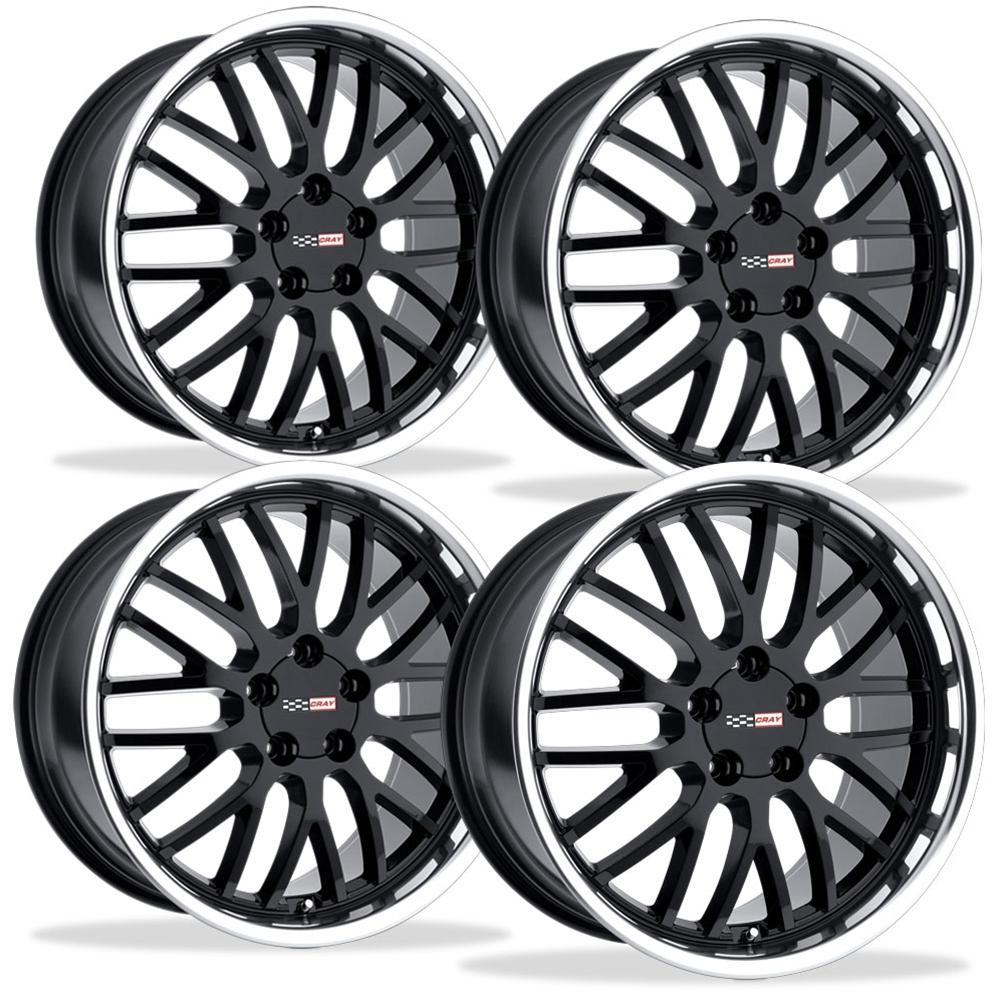 Corvette Wheels - Cray Manta (Set) : Black with Machined Lip