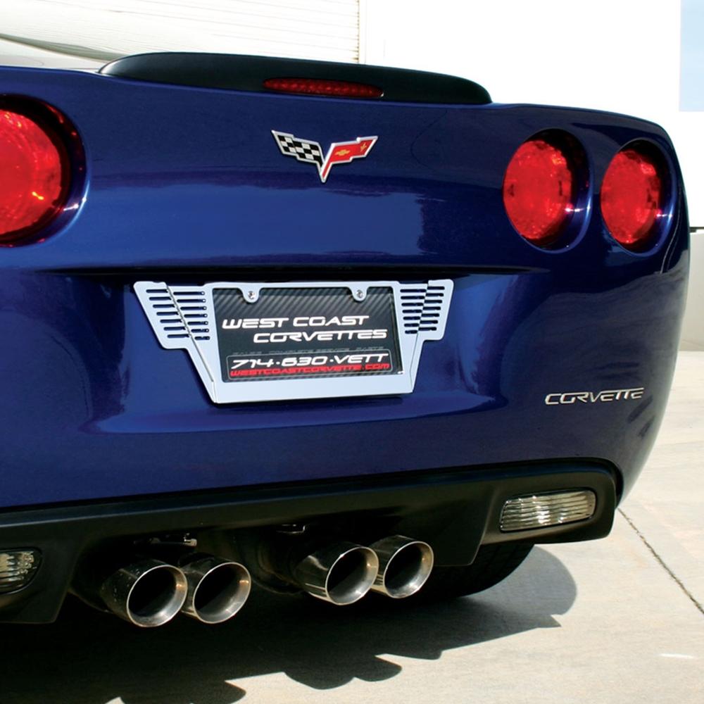Corvette Winged License Plate Frame - Billet Chrome : C6, Z06, ZR1, Grand Sport & C7 Stingray