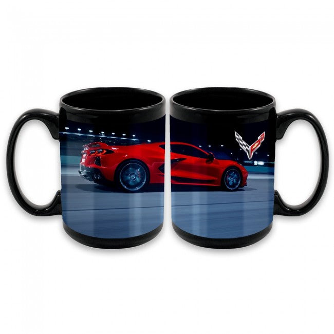 C8 Corvette 15 OZ Stoneware Mug W/ Car - Black