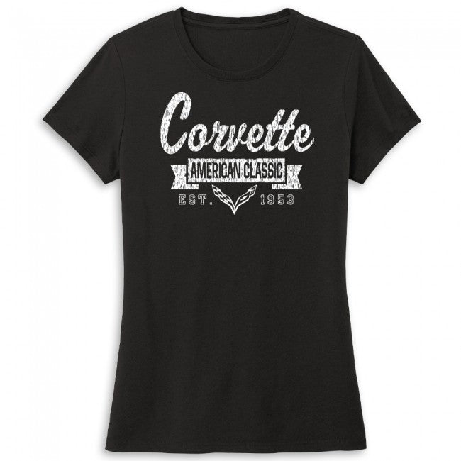 C7 Corvette Ladies American Classic Tee : Black