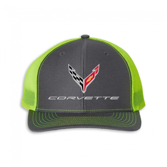 C8 Corvette Mesh-Back Cap : Charcoal / Neon Yellow
