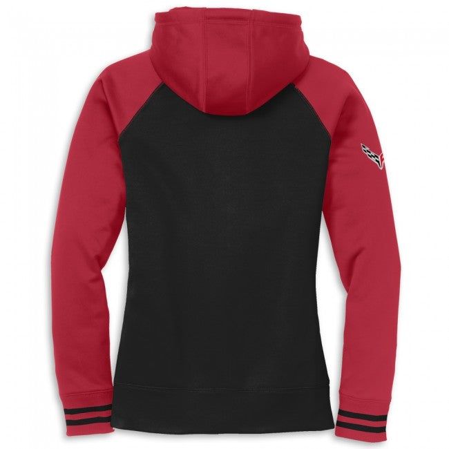 C8 Corvette Women's Varsity Hooded Jacket : Red/Black