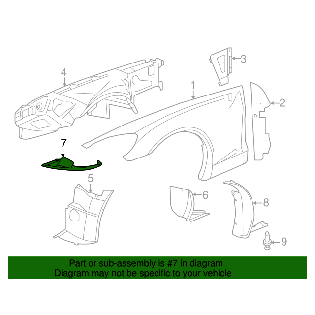 Corvette Front Fender Liner Extension- Left : 2006-2013 C6 Z06, Grand Sport, ZR1