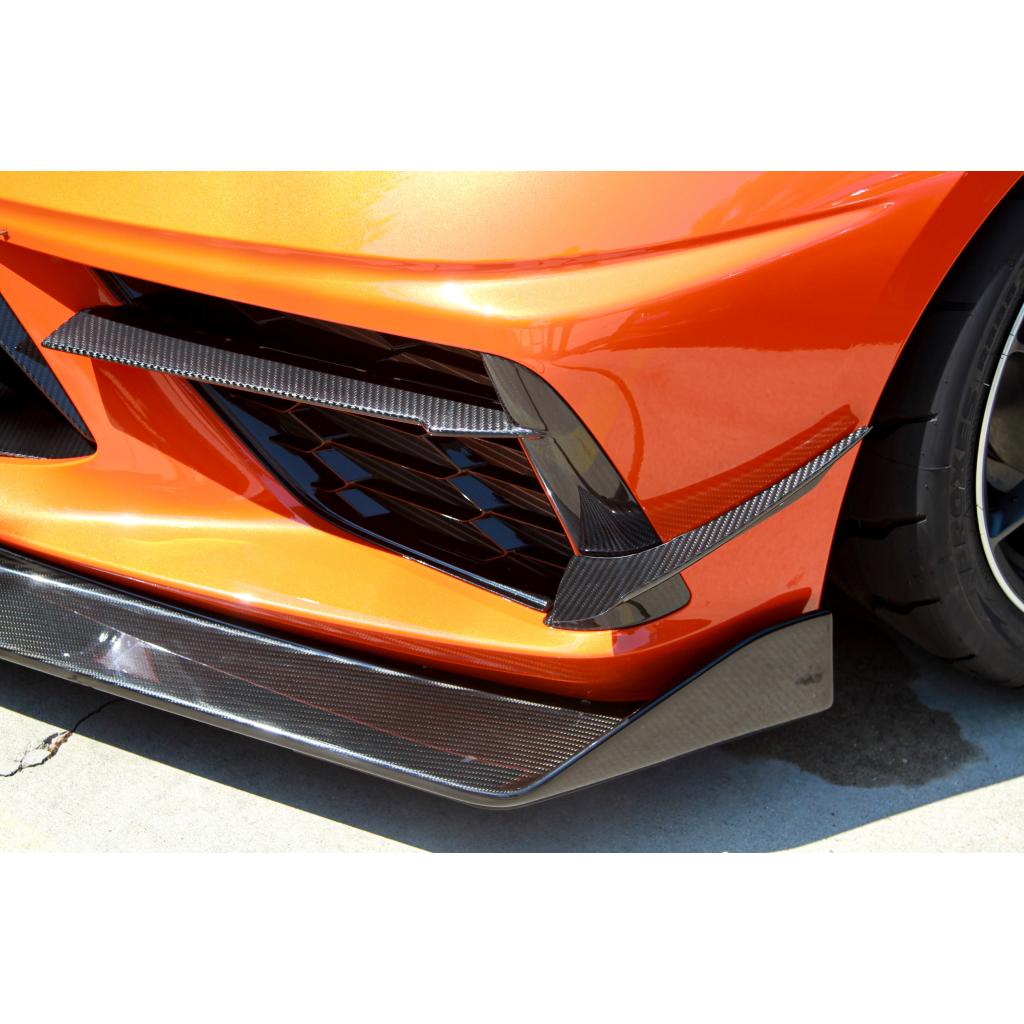 C8 Corvette Front Bumper Canards - Carbon Fiber : 2020-2023
