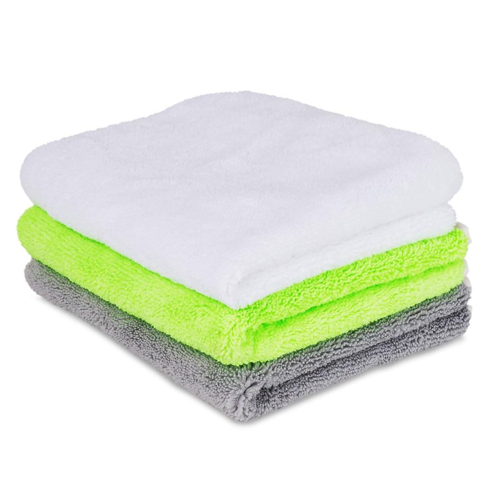 Liquid X Premium Microfiber Detailing Towels - Lime Green, White, Gray - 16" x 16"