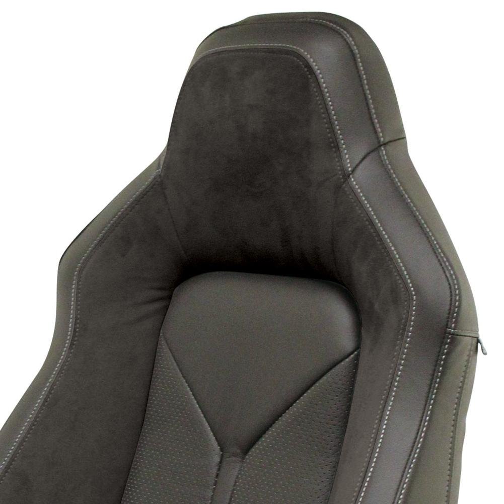 Corvette Sport Seat Foam & Seat Covers - Black/Dark Red Stitching : 2005 - 2013 C6, Z06, GS & ZR1