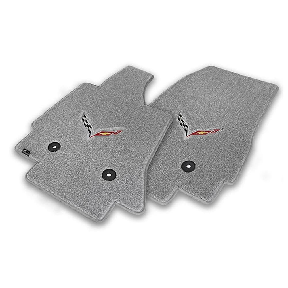 C7 Corvette Stingray Floor Mats - Lloyds Mats with C7 Crossed Flags : Greystone