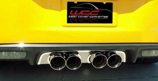 Corvette Exhaust Port Filler Panel - Perforated Stainless Steel for Corsa 3.5" Quad Exhaust : 2005-2013 C6