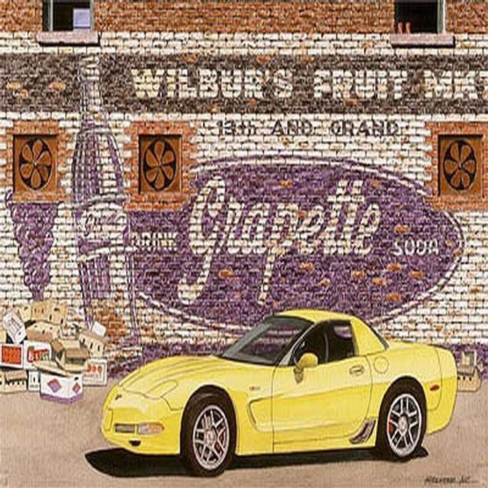 Dana Forrester Corvette Print "Wilburs Fruit Market" - 2001-2004 Yellow Z06