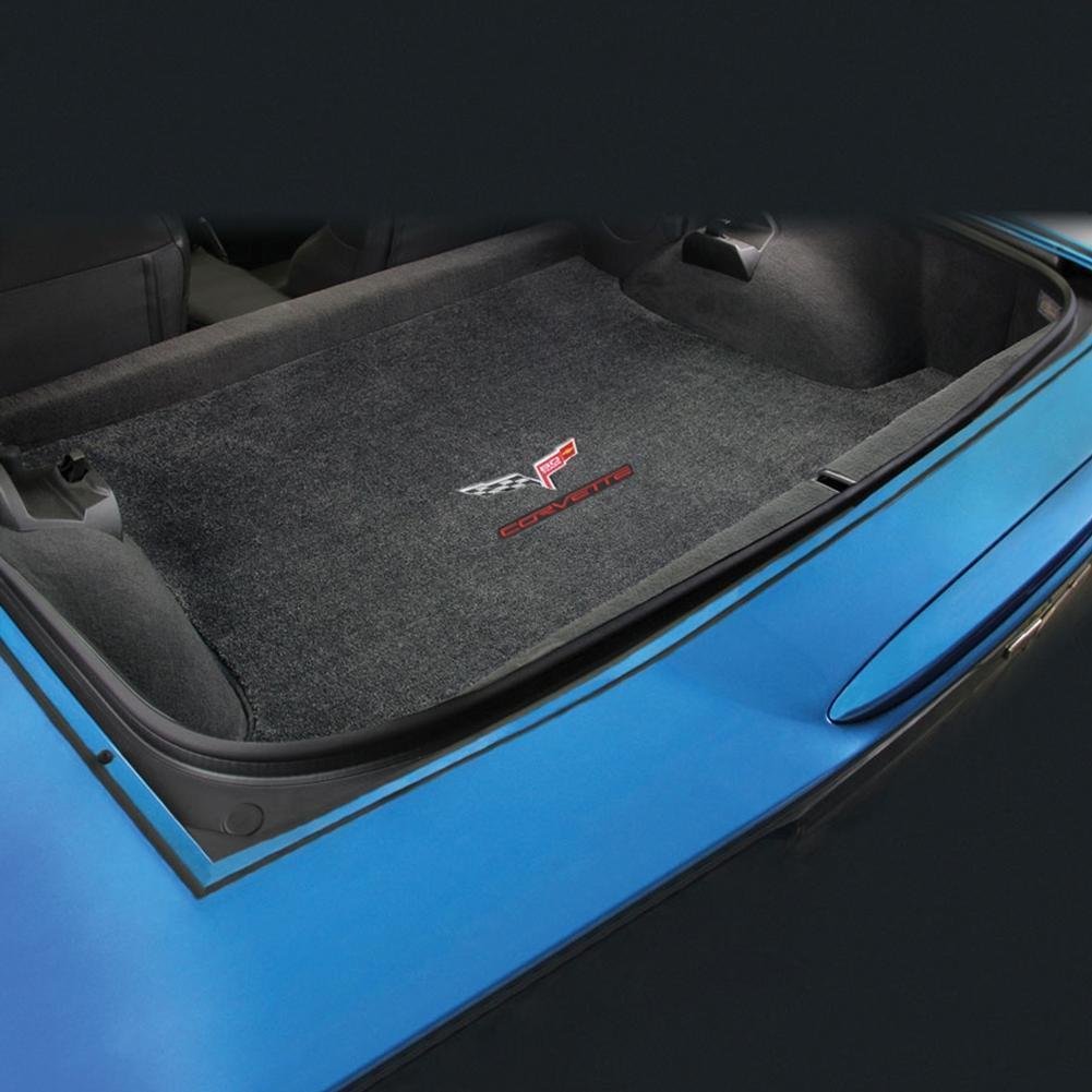 Corvette Convertible Cargo Mat - 60th Anniversary in Flags w/Red Corvette Letters : C6 or Grand Sport - Ebony