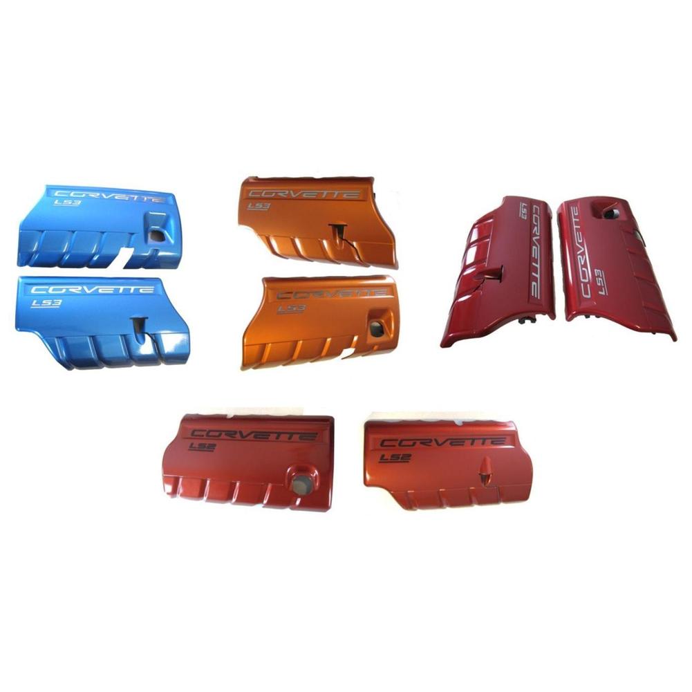Corvette Fuel Rail Covers - 6 Speed Manual/Dry Sump - Custom Painted with Colored Lettering : 2008-2013 C6 LS3 Grand Sport