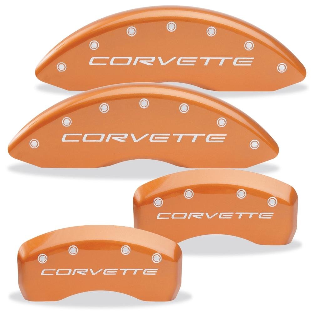 Corvette Brake Caliper Cover Set (4) - Body Color Matched with Silver Bolts and Script : 2005-2013 C6 only