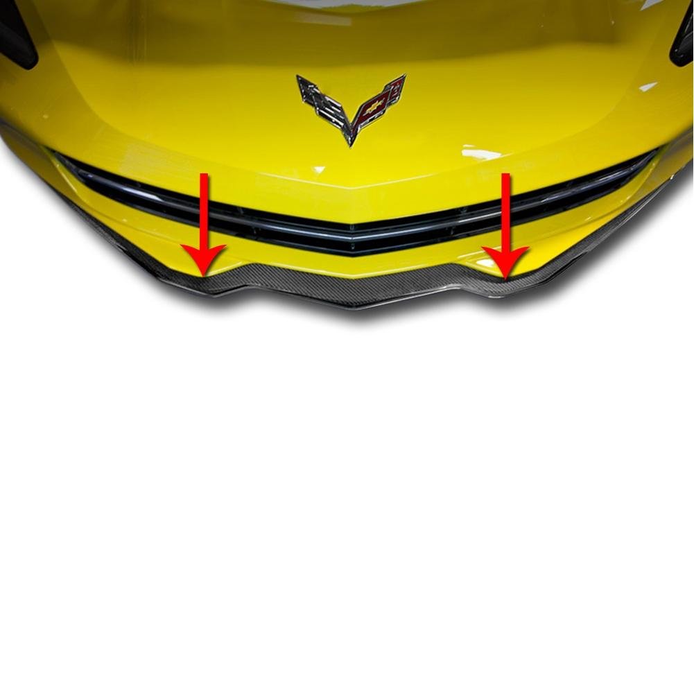 Corvette Front Lip Spoiler/Splitter Polished with Carbon Fiber Overlay : C7 Stingray