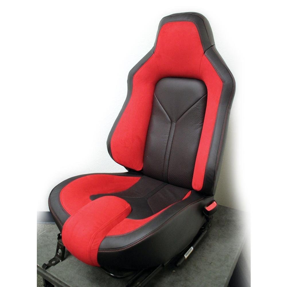 Corvette Sport Seat Foam & Seat Covers - Red/Black - Non Perforated : 2005 - 2013 C6, Z06, GS & ZR1