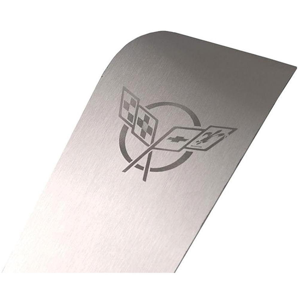 Corvette Door Sill Protectors Full Length - Stainless Steel w/ Etched C5 Emblem : 1997-2004 C5 & Z06