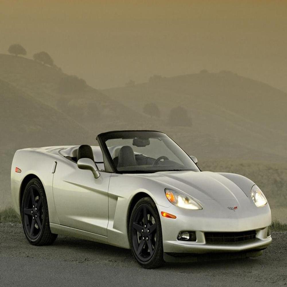 2005 C6 5-Spoke Corvette GM Wheel Exchange (Set) : Flat Black Powder Coat 18x8.5/19x10