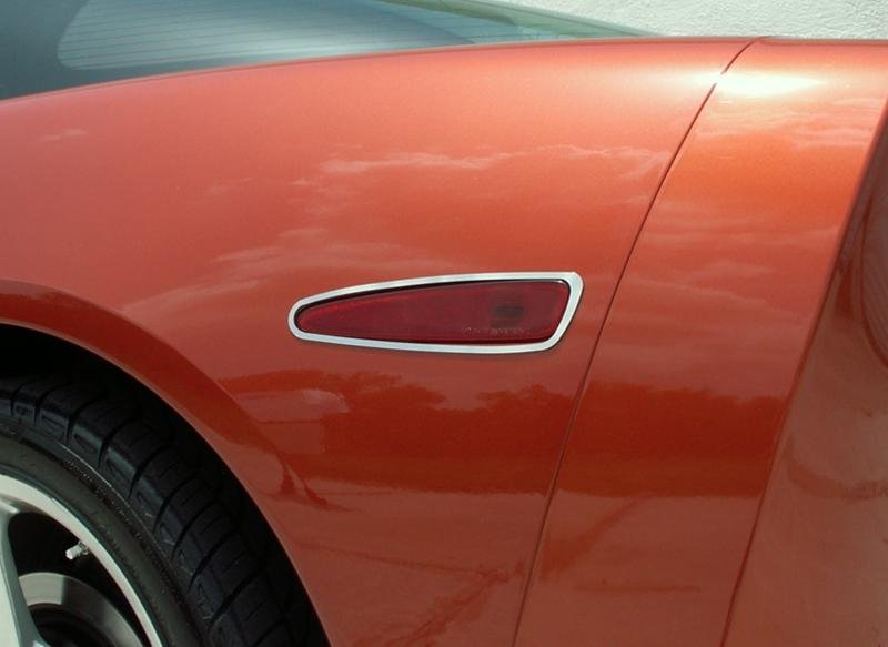 Corvette Side Marker Light Trim 4 Pc. (Set) - Polished Stainless Steel : 2005-2013 C6
