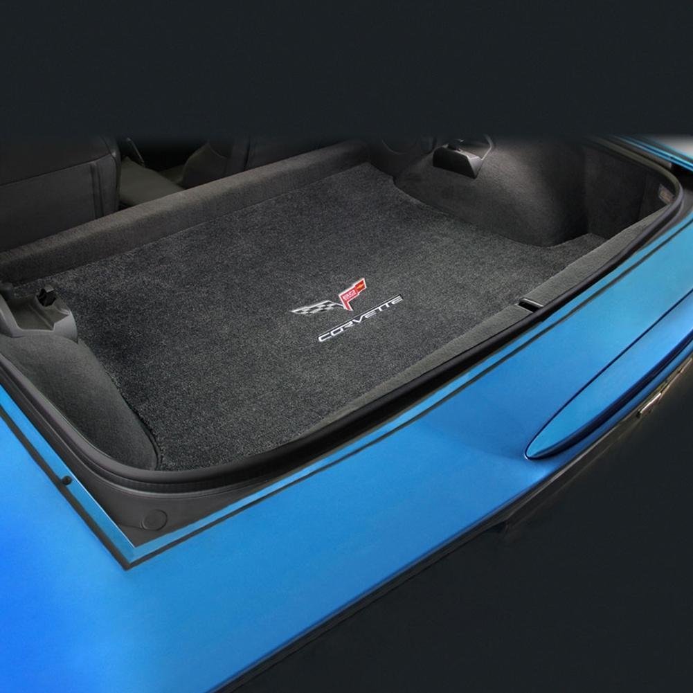 Corvette Coupe Cargo Mat - 60th Anniversary in Flags w/Silver Corvette Letters : C6, Z06, Grand Sport & ZR1- Ebony