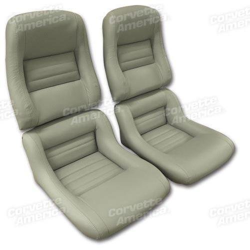 Corvette Mounted Leather Seat Covers. Gray 100%-Leather 2-Bolster: 1982