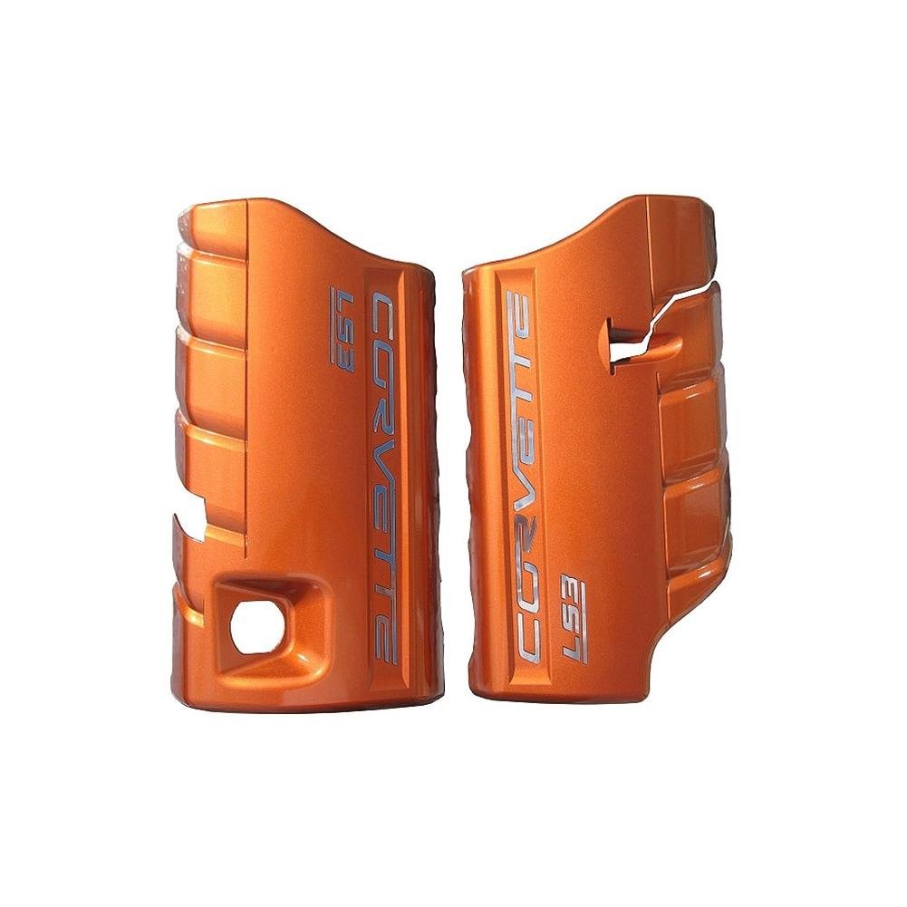 Corvette Fuel Rail Covers - 6 Speed Manual/Dry Sump - Custom Painted with Colored Lettering : 2008-2013 C6 LS3 Grand Sport