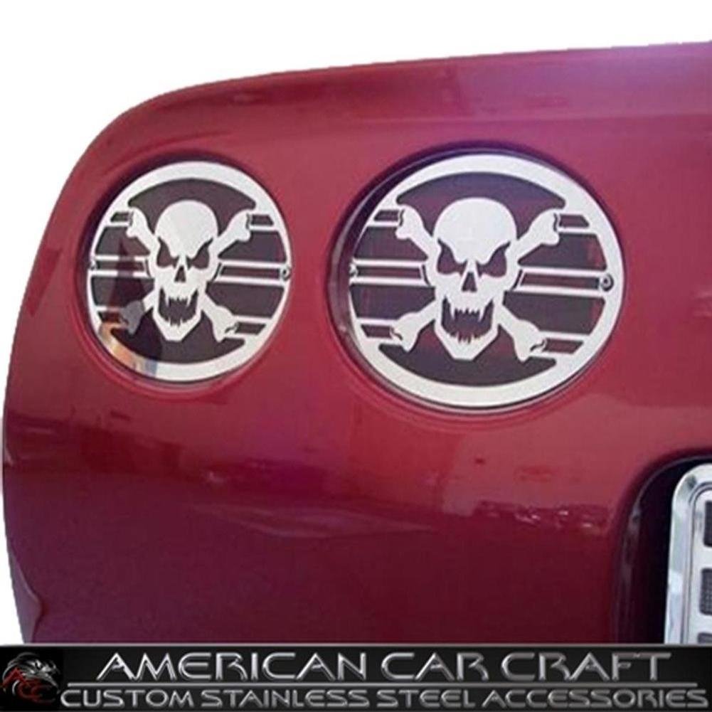 Corvette Taillight Grilles Skull Style 4 Pc. Set - Polished Stainless Steel : 1997-2004 C5 & Z06