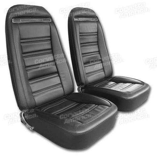 Corvette Leather Like Seat Covers. Black: 1972-1974