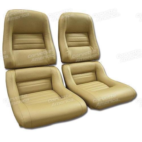 Corvette Mounted Leather Seat Covers. Camel 100%-Leather 2-Bolster: 1981-1982