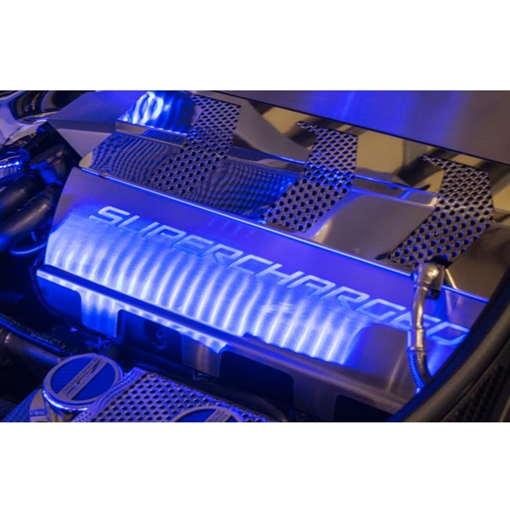 Corvette Supercharged Fuel Rail Covers - Illuminated - Stainless Steel : C7 Z06