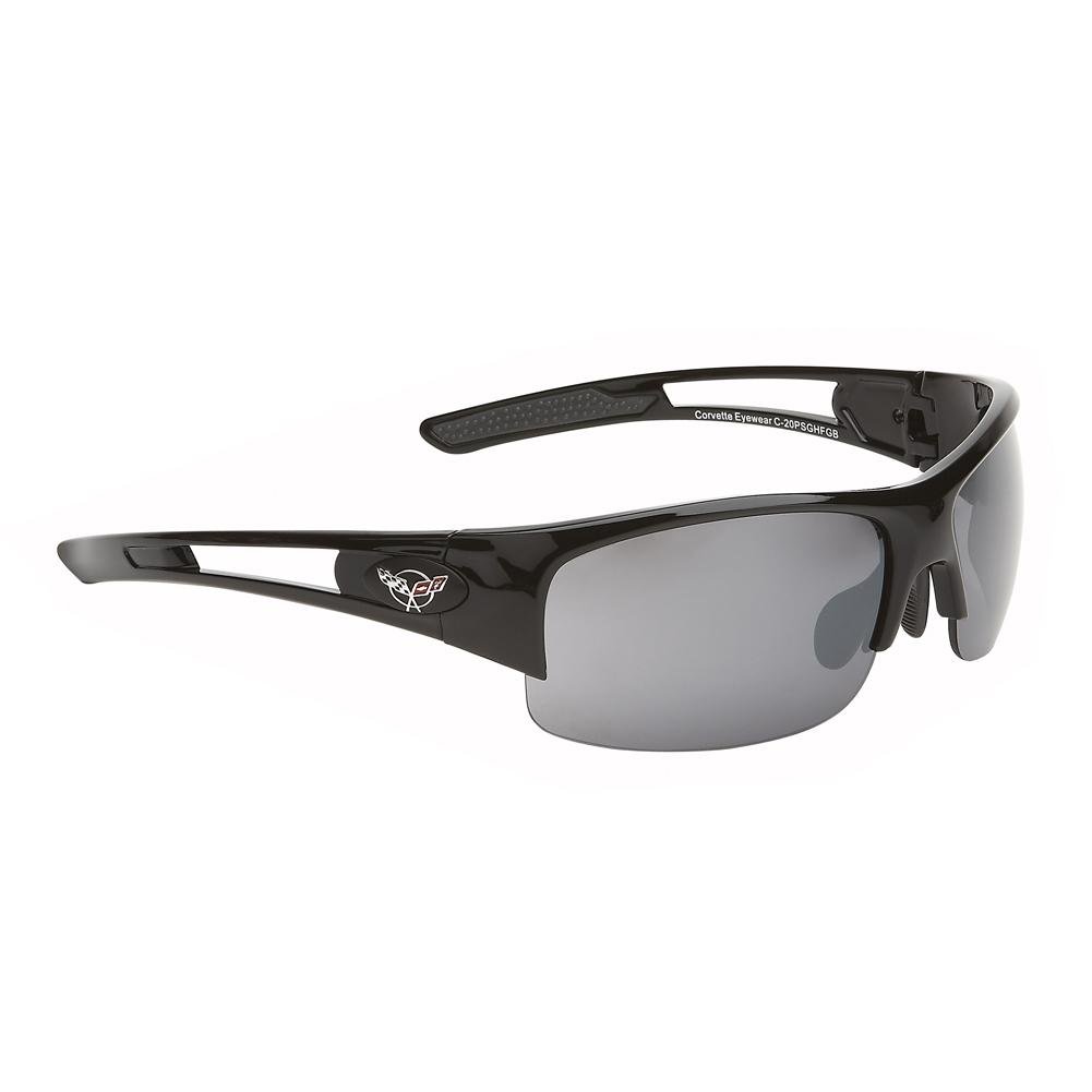 Corvette Sunglasses - Rimless Gloss Black : C5 Logo