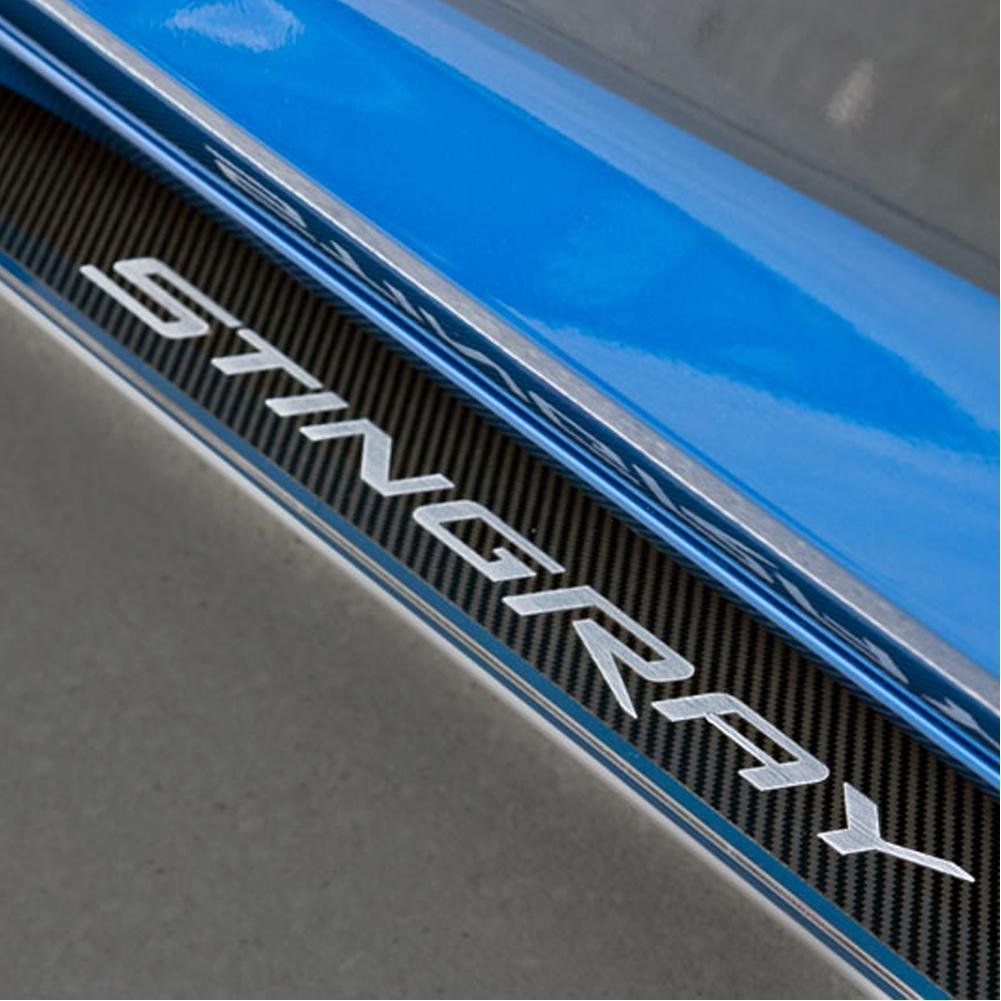 Corvette Side Skirts Stainless Steel w/Carbon Fiber w/Stingray Script : C7 Stingray