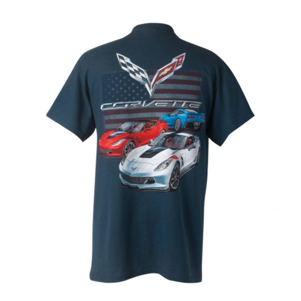 Corvette USA American Flag Tee Shirt - Blue : C7 Grand Sport