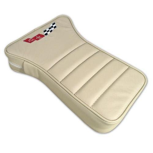 Corvette Center Armrest. Embroidered Oyster Leather: 1979-1980