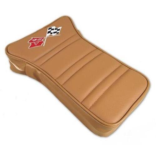 Corvette Center Armrest. Embroidered Medium Saddle Leather: 1973-1975