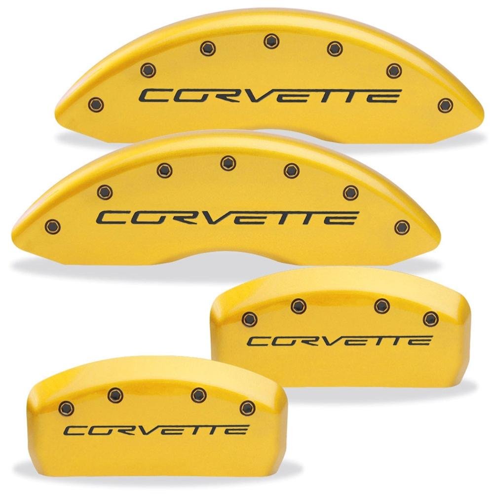 Corvette Brake Caliper Cover Set (4) - Body Color Matched with Black Bolts and Script : 2005-2013 C6 only