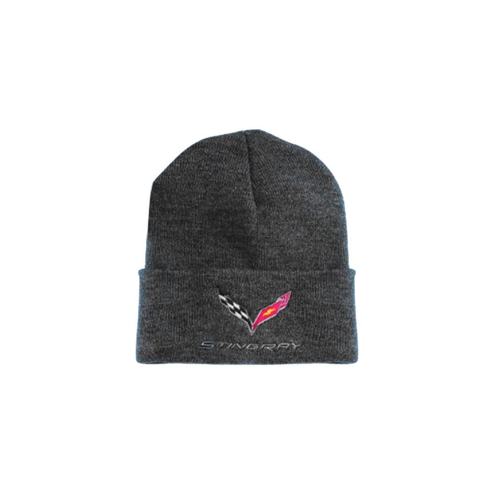 C7 Corvette Stingray Knit Pullover Beanie with Cuff : Charcoal