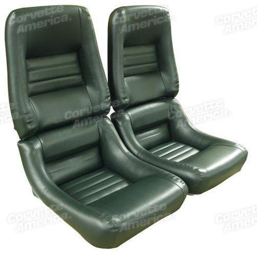 Corvette Mounted Leather Like Seat Covers. Green 4-Bolster: 1979