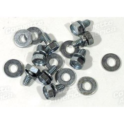 Corvette Headlight End Plate Mount Screws. 8 Piece: 1963-1967