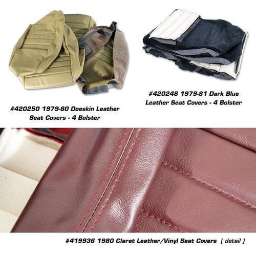 Corvette Leather Seat Covers. Cinnabar 100%-Leather 2-Bolster: 1981