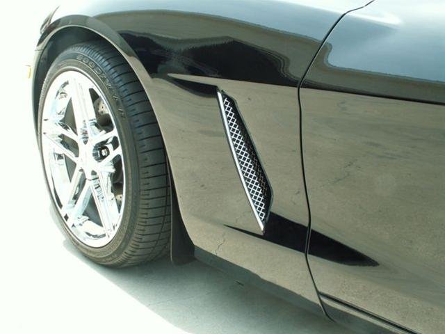 Corvette Side Grilles (Set) - Laser Mesh Stainless Steel : 2005-2013 C6