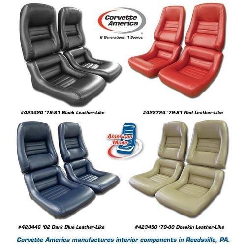 Corvette Mounted Leather Like Seat Covers. Green 2-Bolster: 1979