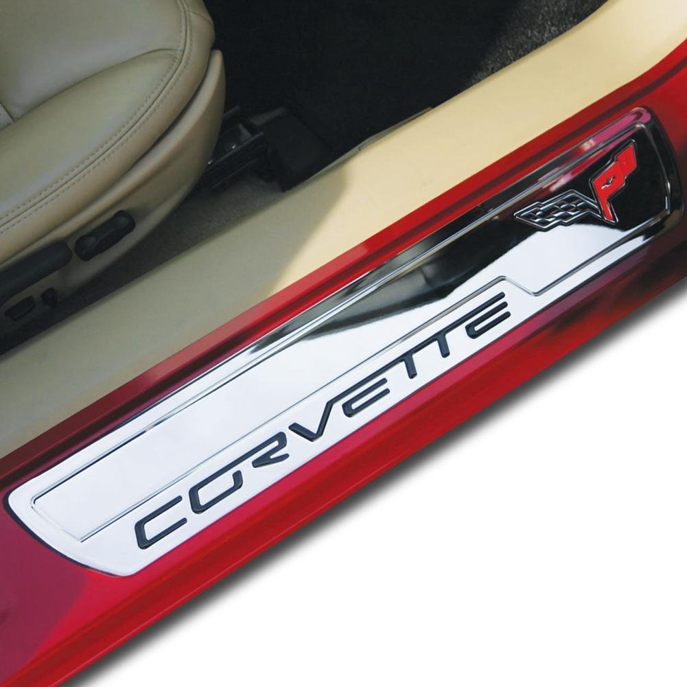 2005-2013 C6 Corvette Billet Door Sill Protector with C6 Logo