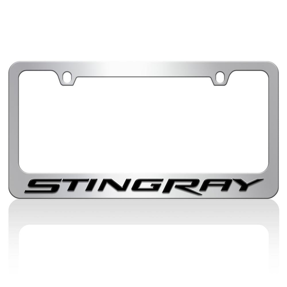 Corvette Stingray Black Script on Chrome License Plate Frame : C7 Stingray, Z51