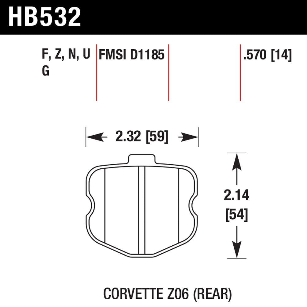 Corvette Brake Pads - Hawk HPS (Street) Rear : 2006-2013 Z06 & Grand Sport