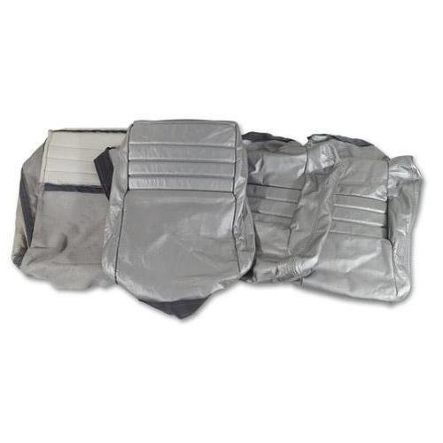 Corvette Leather Seat Covers. Silver Pace 100%-Leather 4-Bolster: 1978