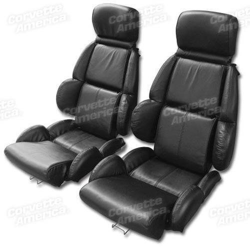 Corvette Mounted Driver Leather Seat Covers. Black Standard: 1989-1992