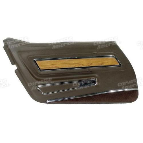 Corvette Door Panel. Dark Brown Deluxe With Teak Insert LH: 1976