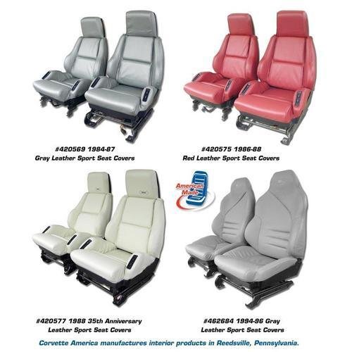 Corvette Leather Seat Covers. Red Grand Sport 100%-Leather With Foam: 1996