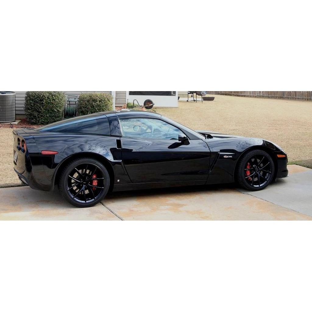 2009 C6Z06 Spyder Corvette GM Wheel Exchange (Set) : Semi-Gloss (Satin Finish) Black Powder Coat 18x9.5/19x12