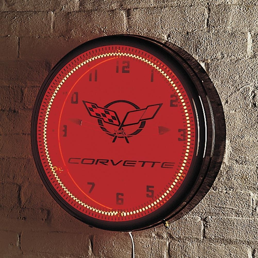 Corvette Clock - 20" Neon Wall Clock with Corvette & C5 Emblem